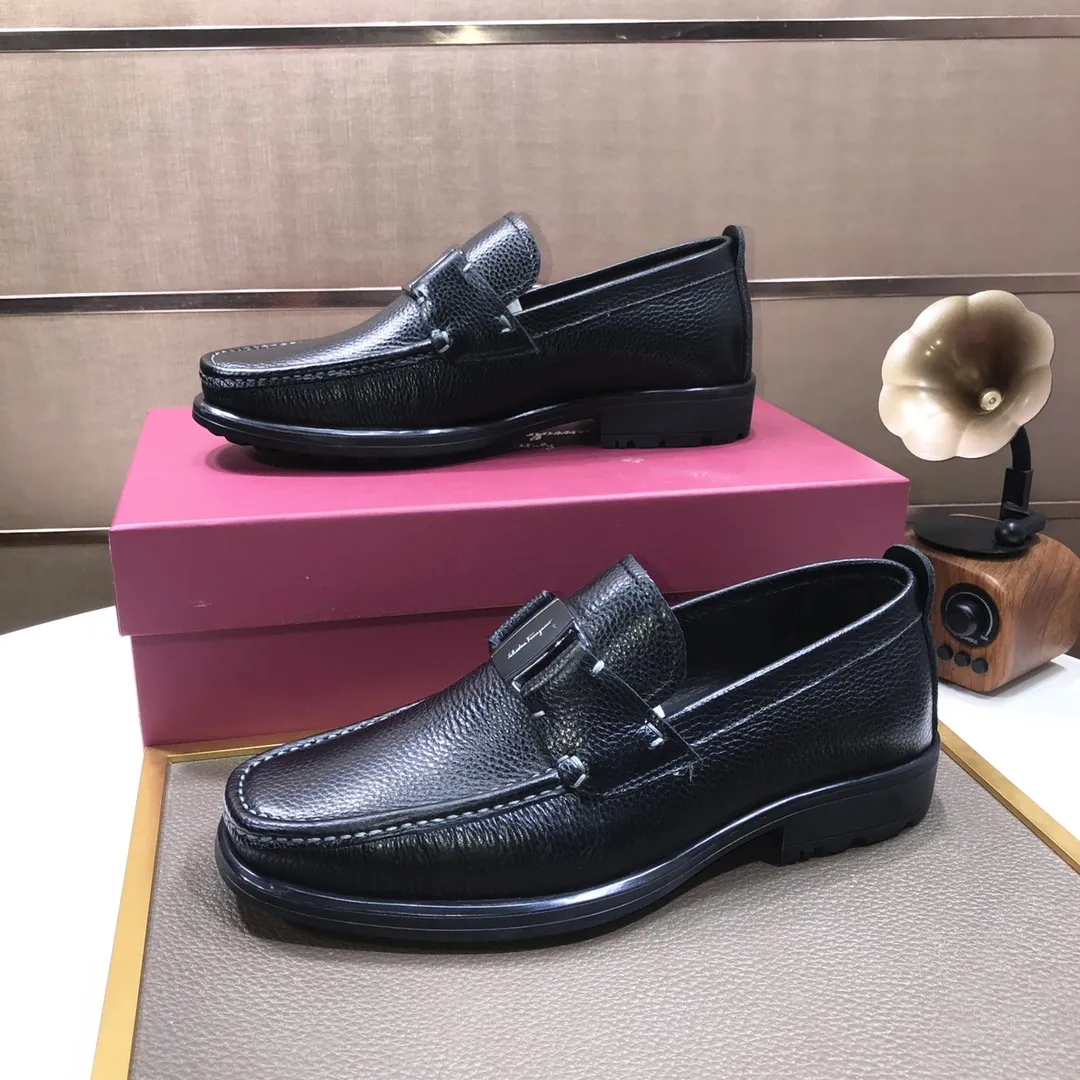Men's shoes 💰500💰[Ferragamo/Ferragamo] The latest model in the counter. Original imported cowhide fabric + 🐂 water-dyed sheepskin lining + original luxury metal buckle + original combined outsole. Comparison without pressure 38--45 (45 is custom-made and cannot be returned or exchanged)